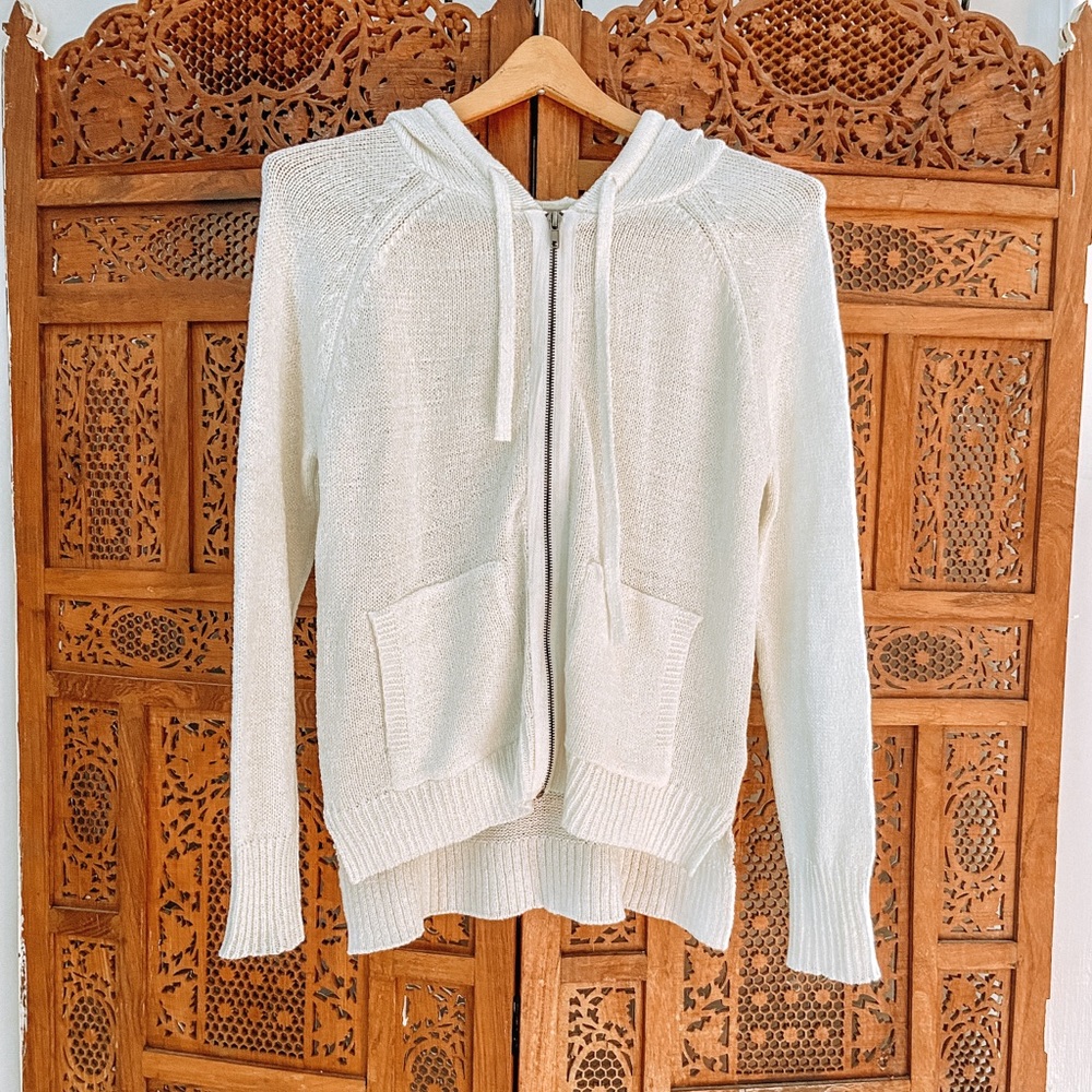 Marled white Zip Hoodie